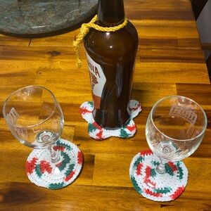 Christmas 3-Piece Handmade Coasters for Romantic Wine & Dine Nights